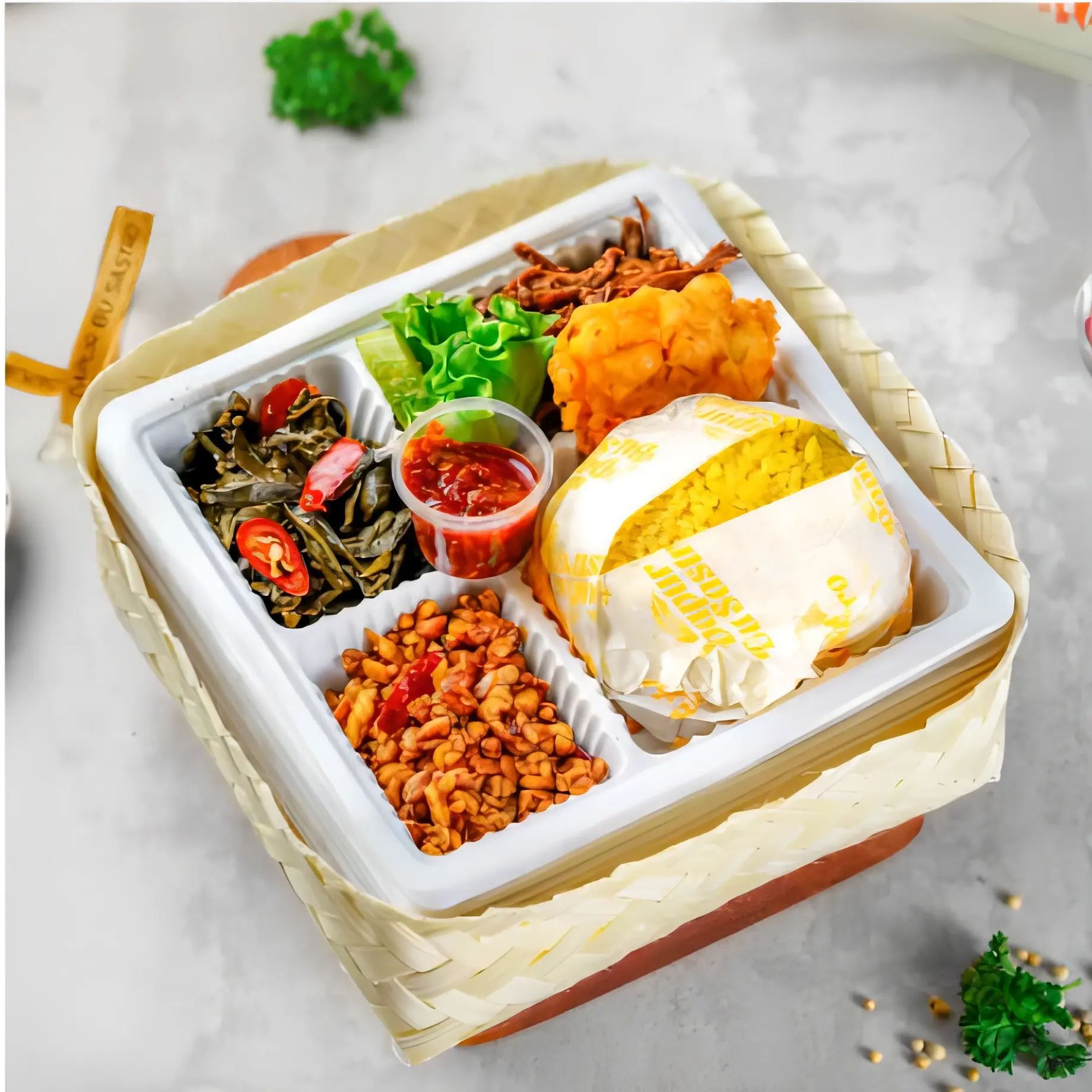 Aneka Menu Nasi Besek Komplit, Enak dan Higienis